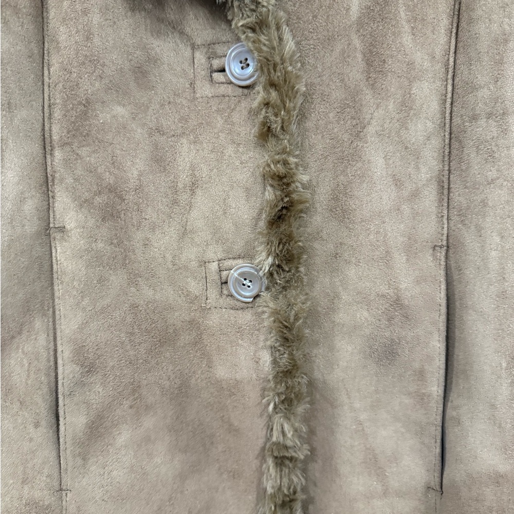 St. John's Bay Brown Faux Suede Teddy Jacket with Plush Collar - Picture 5 of 6